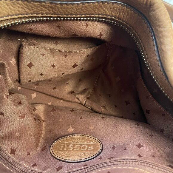 Fossil Marlow Brown Leather satchel faded gold tone hardwares and accent. - Picture 14 of 16